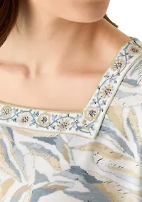 Women's CJ Skin Floral Border Blouse