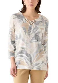 Women's CJ Floral Brushstroke Printed Blouse