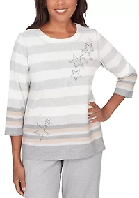 Women's Comfort & Joy Striped Top with Stars