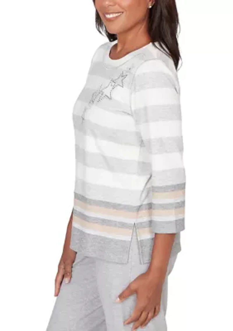 Women's Comfort & Joy Striped Top with Stars