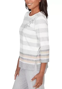 Women's Comfort & Joy Striped Top with Stars