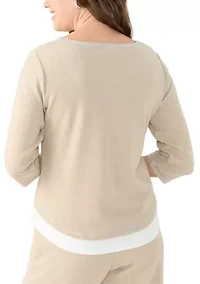 Petite Foil Starts 3/4 Sleeve Sweater