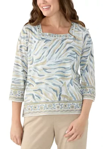 Petite Square Neck Printed Top