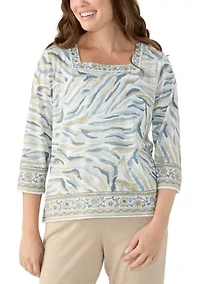Petite Square Neck Printed Top
