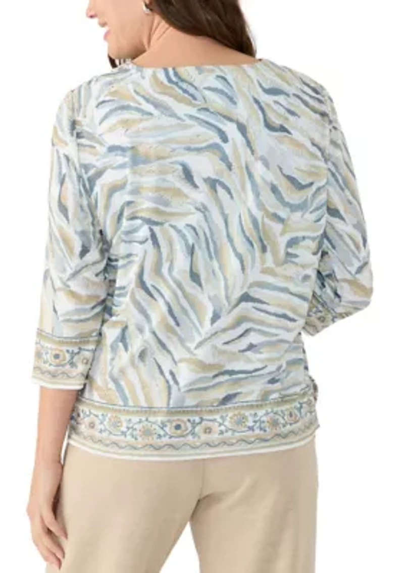 Petite Square Neck Printed Top