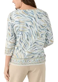 Petite Square Neck Printed Top