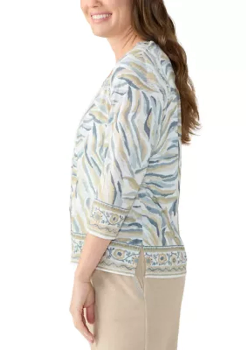 Petite Square Neck Printed Top