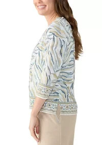 Petite Square Neck Printed Top