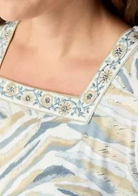 Petite Square Neck Printed Top