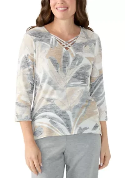 Petite Square Neck Floral Top