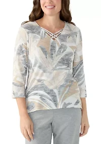 Petite Square Neck Floral Top