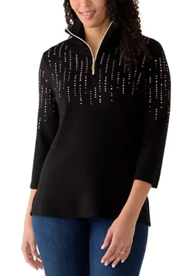 Women's Seville Heat Set Embellished 1/4 Zip Sweater