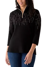 Women's Seville Heat Set Embellished 1/4 Zip Sweater