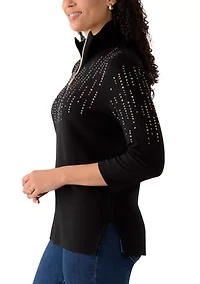 Women's Seville Heat Set Embellished 1/4 Zip Sweater