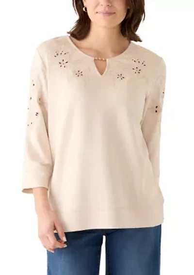 Women's Floral Cutout Top