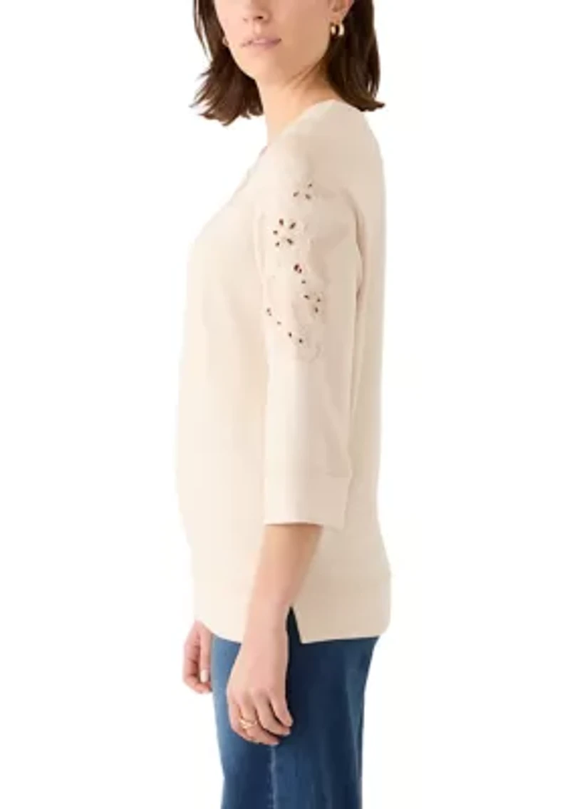 Women's Floral Cutout Top