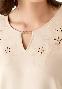 Women's Floral Cutout Top