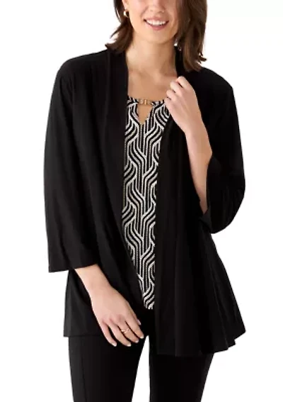 Women's Stitch Texture Twin One Cardigan Blouse Top