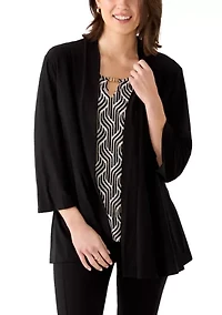 Women's Stitch Texture Twin One Cardigan Blouse Top