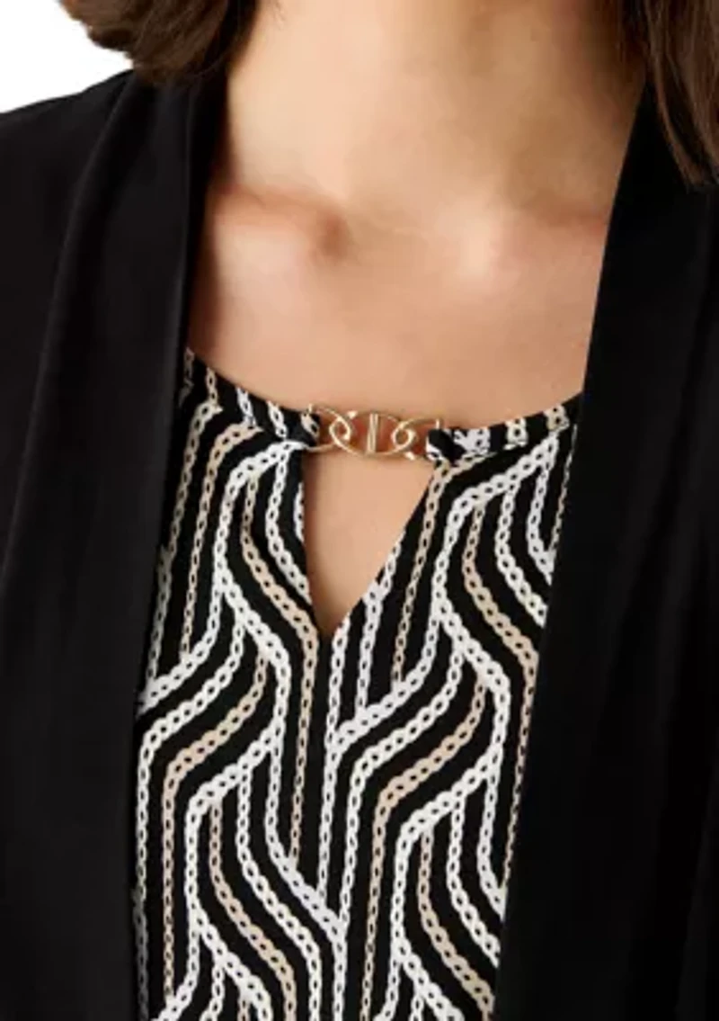 Women's Stitch Texture Twin One Cardigan Blouse Top