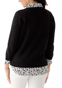 Women's Floral Trim Two One Sweater