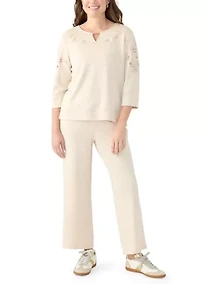 Petite Keyhole Cutout Floral Top