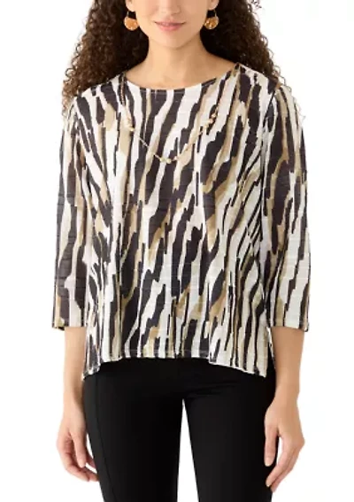 Petite 3/4 Sleeve Animal Print Top
