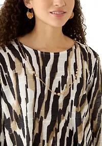 Petite 3/4 Sleeve Animal Print Top