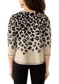 Petite 3/4 Sleeve Animal Print Top