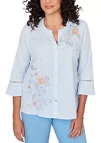 Women's St. Augustine Embroidered Striped Shirt