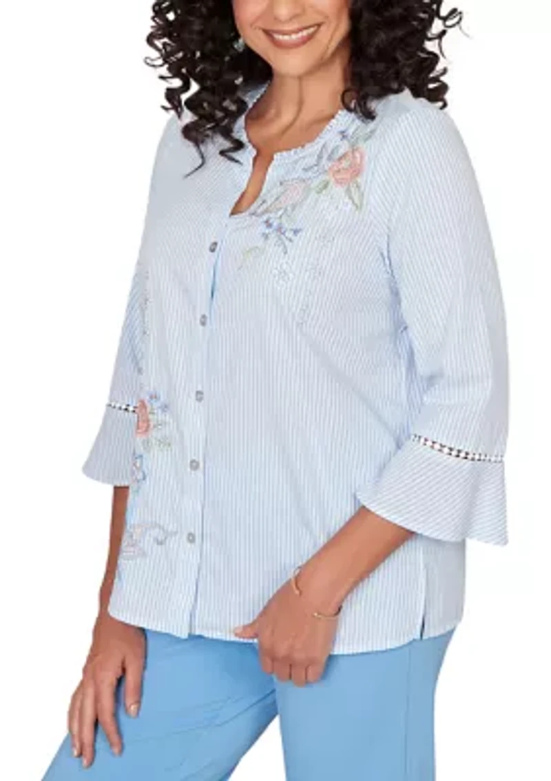 Women's St. Augustine Embroidered Striped Shirt