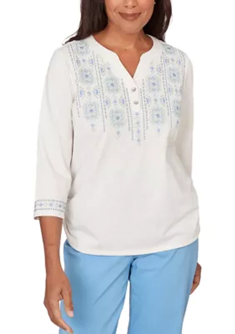 Women's St. Augustine Medallion Embroidered Yoke Shirt
