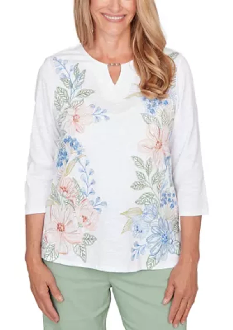 Women's St. Augustine Placed Floral Embroidery Top