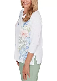 Women's St. Augustine Placed Floral Embroidery Top