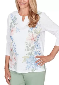 Women's St. Augustine Placed Floral Embroidery Top