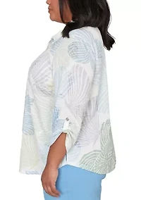 Plus St. Augustine Abstract Floral Knit Top