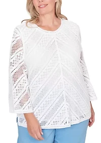 Plus St. Augustine Chevron Crochet Sweater
