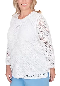 Plus St. Augustine Chevron Crochet Sweater