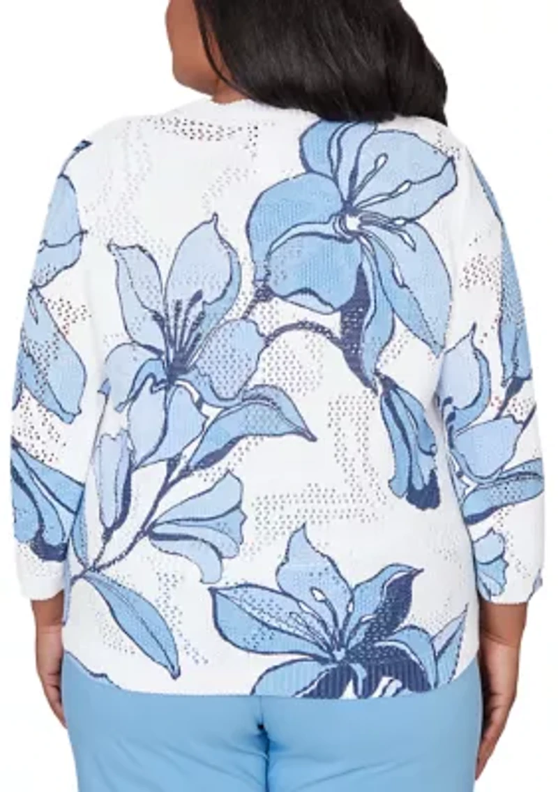 Plus St. Augustine Abstract Floral Print Sweater