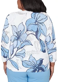 Plus St. Augustine Abstract Floral Print Sweater