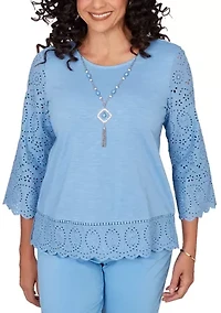Petite St. Augustine Solid Top With Eyelet Trim