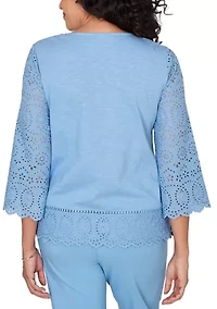 Petite St. Augustine Solid Top With Eyelet Trim