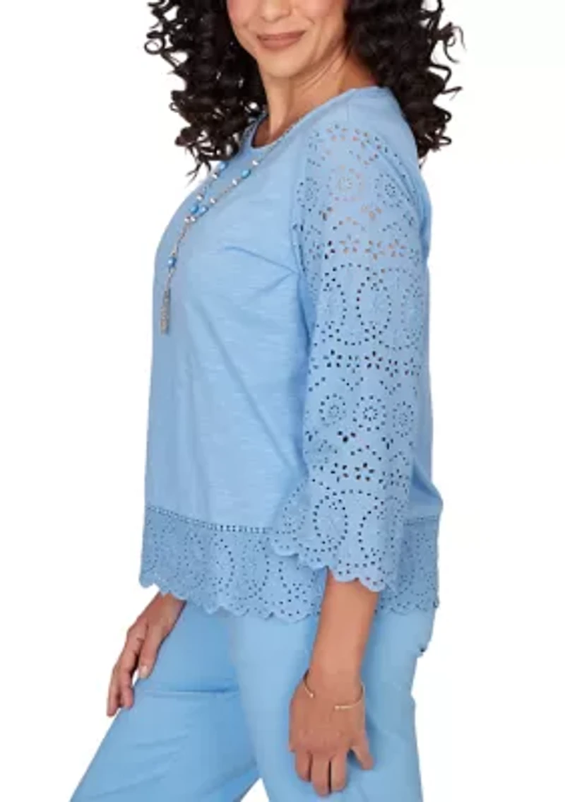 Petite St. Augustine Solid Top With Eyelet Trim
