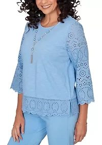 Petite St. Augustine Solid Top With Eyelet Trim