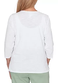 Petite St. Augustine Placed Floral Embroidery Top