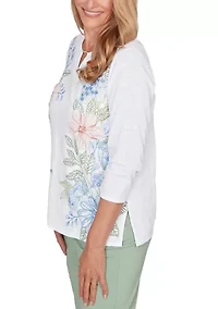 Petite St. Augustine Placed Floral Embroidery Top
