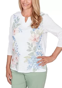 Petite St. Augustine Placed Floral Embroidery Top