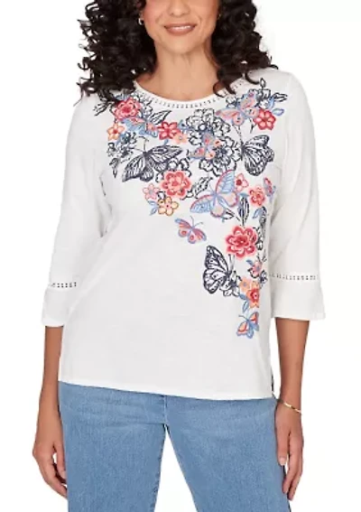 Women's Missy Austin Embroidered Butterfly Shirt
