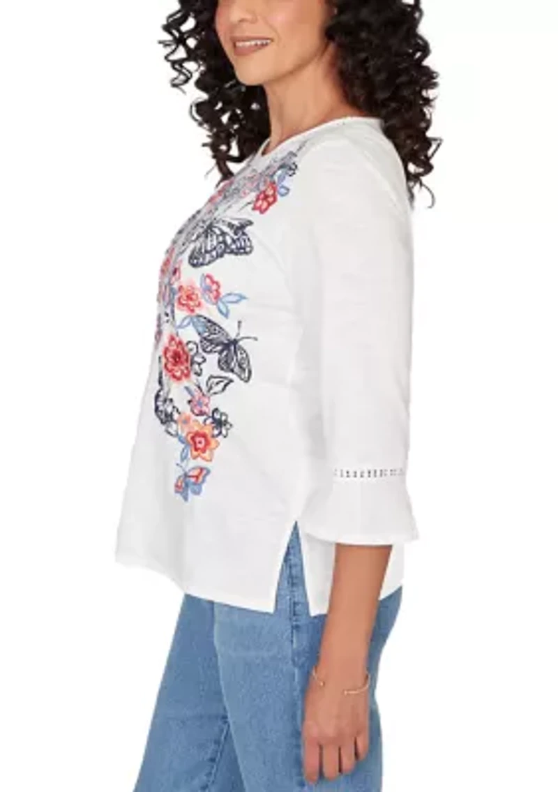 Women's Missy Austin Embroidered Butterfly Shirt
