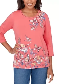 Women's Austin Asymmetric Etched Floral Top